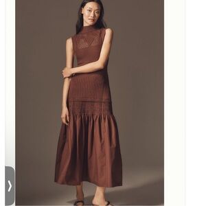Nwt Brown crochet Sleeveless Maxi Dress